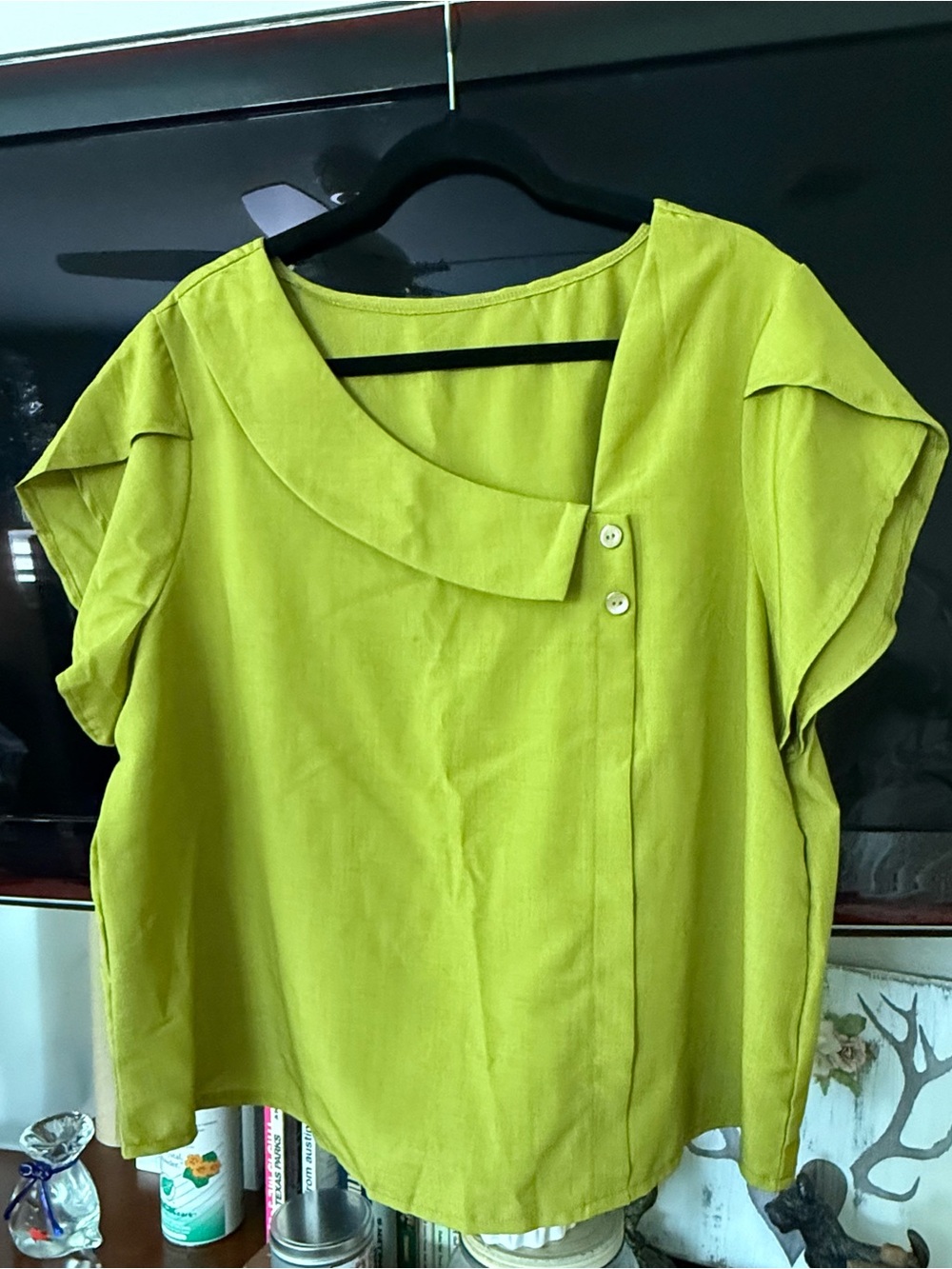 Shein - Women’s Lime Green Short Sleeve Blouse - Lightweight Casual Top